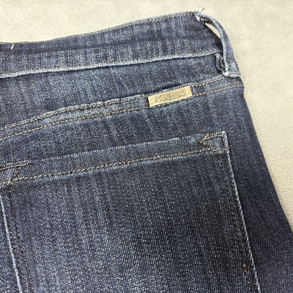 KanCan High Rise Button Fly Flare Jeans‎ Size 27 Dark Wash Raw Hem Stretch - Picture 5 of 10